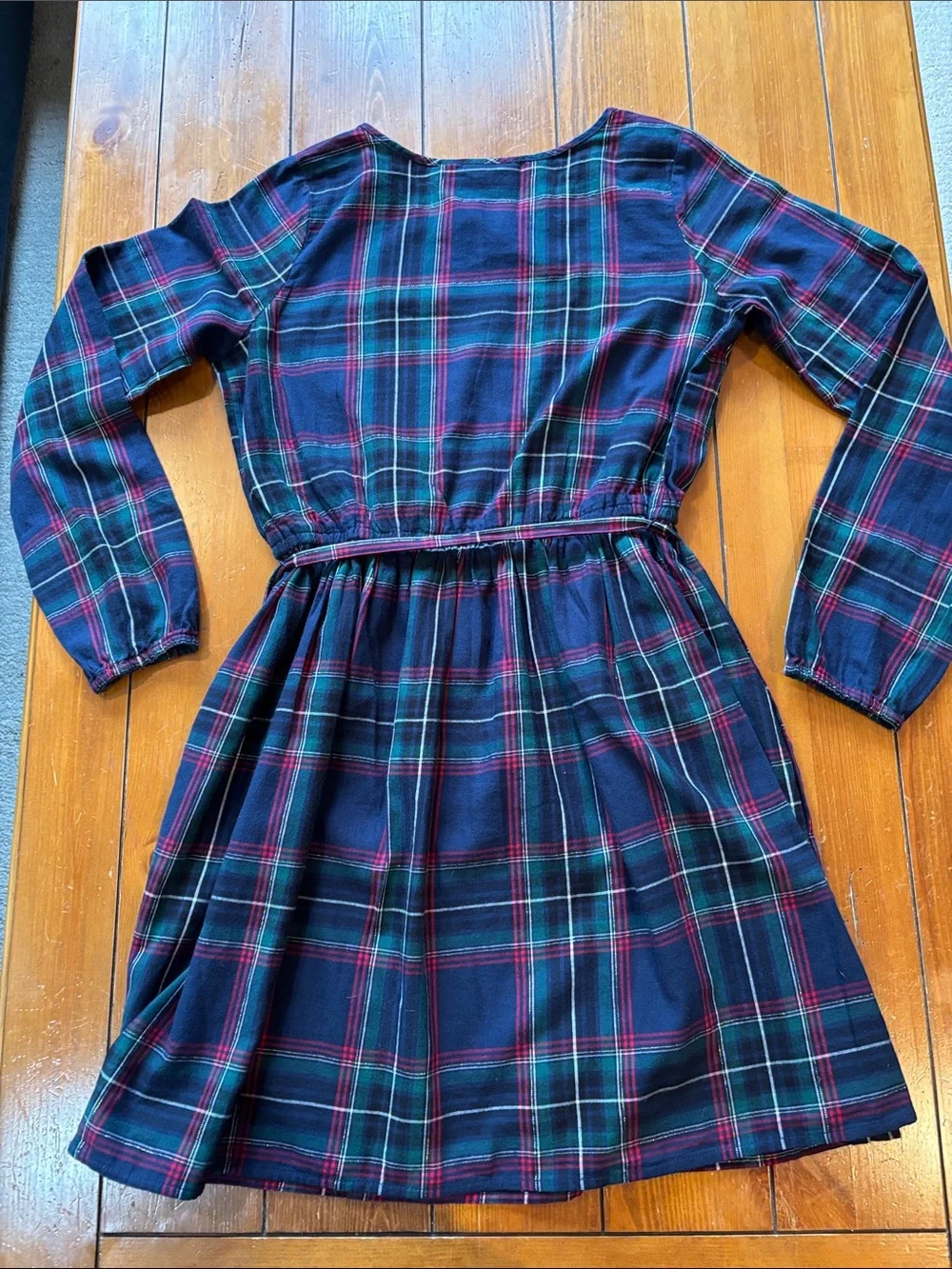 The Children's Place Navy Tartan Plaid Long-Sleeve Belted Dress Girls Size 16
